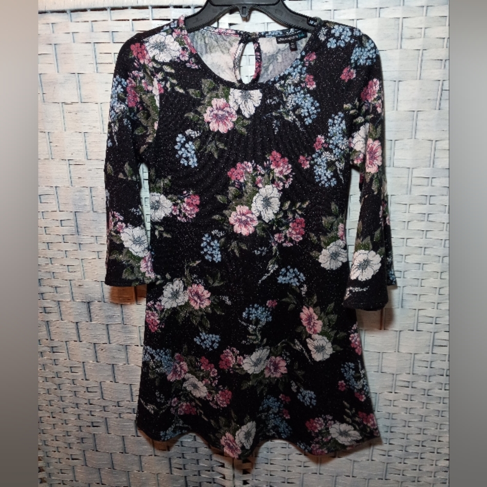 Sequin Hearts Girls Dress Black Size 14 Floral